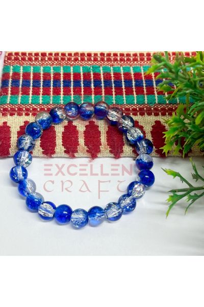 8mm Crackle Bead Bracelet Roya Blue White combo
