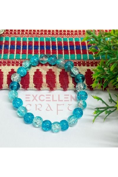 8mm Crackle Bead Bracelet Roya Blue White combo