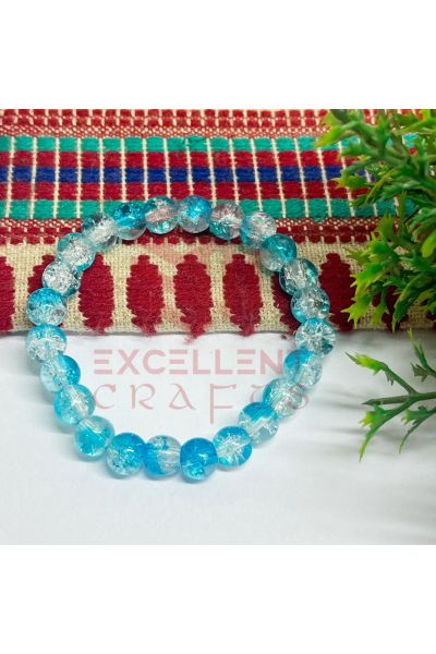8mm Crackle Bead Bracelet Roya Blue White combo