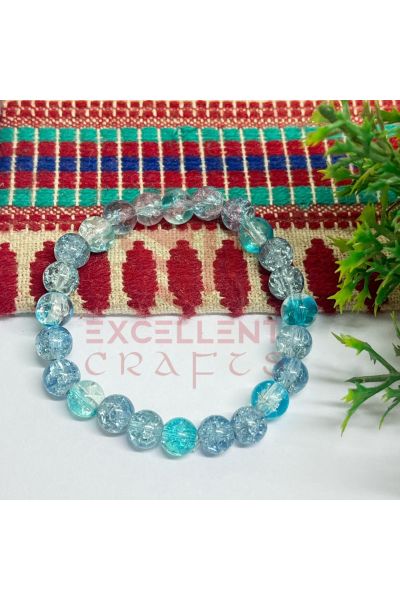 8mm Crackle Bead Bracelet Roya Blue White combo