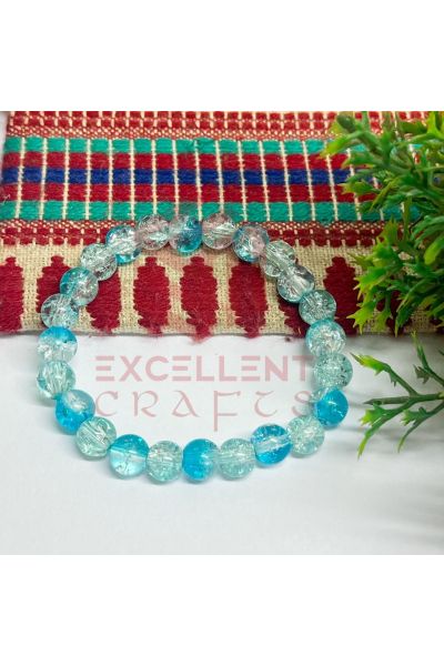 Blue White and Sea Green Bead Combo 8mm Crackle Bead Bracelet 