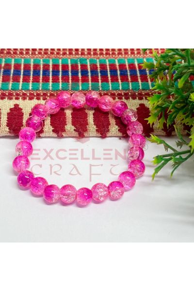 8mm Crackle Bead Bracelet  Pink White