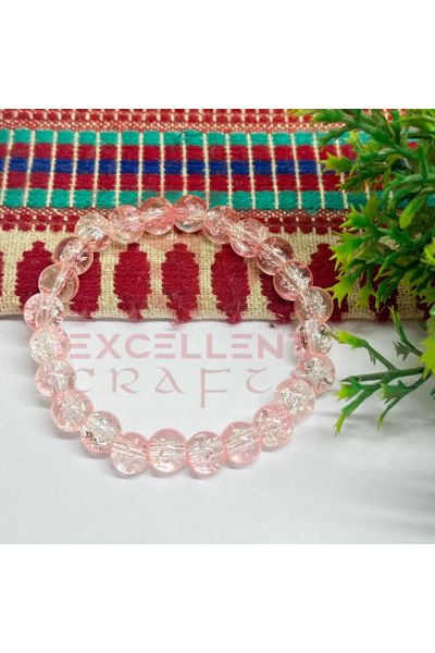 8mm Crackle Bead Bracelet  Baby Pink