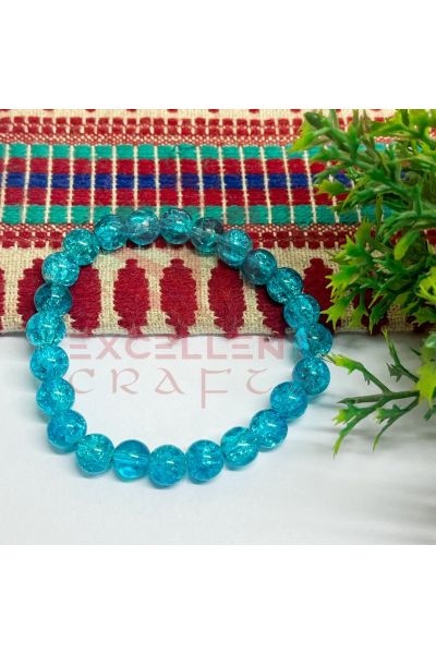 8mm Crackle Bead Bracelet Blue