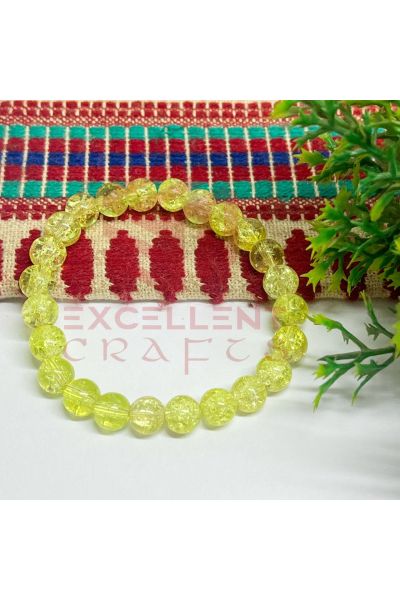 8mm Crackle Bead Bracelet Lemon Yellow