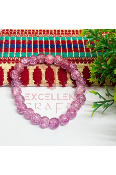 Purple Color 8mm Crackle Bead Bracelet 
