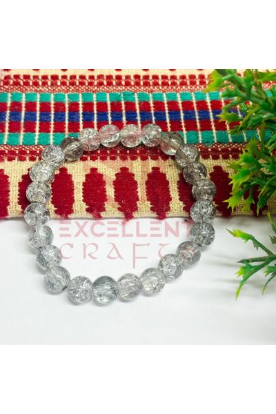 Grey 8mm Crackle Bead Bracelet 