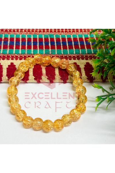 Muster Yellow Color 8mm Crackle Bead Bracelet 
