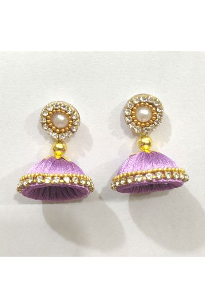 Light Purple Color Shiny Finish Silk Thread Earring for Girls/Women 