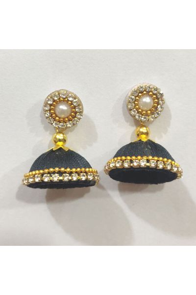 Black  Color Shiny Finish Silk Thread Earring for Girls/Women 