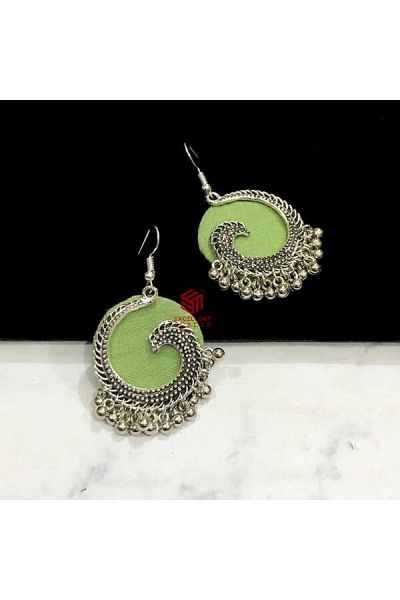 Olive Green Color Round Shape Ajagar Earrings