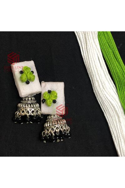 Parrot Green Color Knot Designer Earrings 