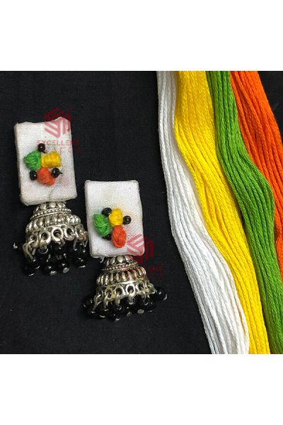 Yellow, Orange & Green Color Knot Designer Earrings 