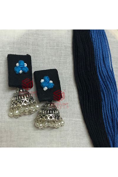 Agenta Blue Color Knot Designer Earrings 