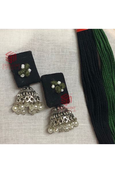 Mehendi Green Color Knot Designer Earrings 