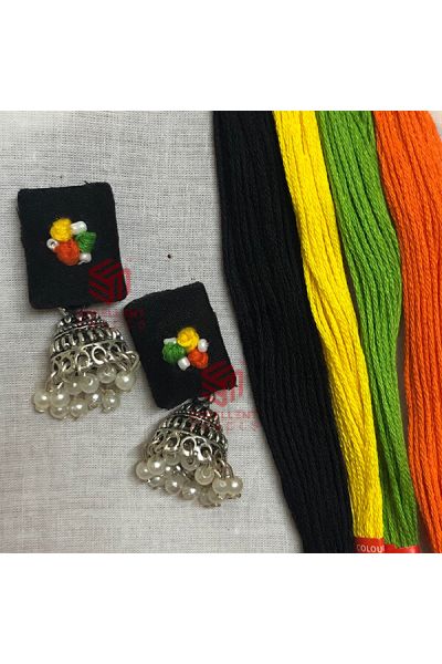 Yellow, Orange & Green Color Knot Designer Earrings 