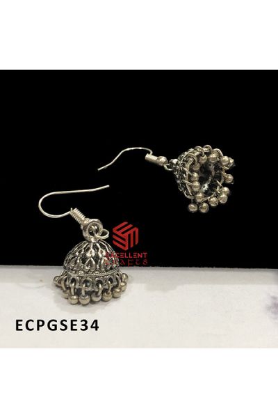 German Silver Cone Shape Jhumka Earring Design 34