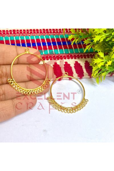 Brass Round Earring Hoop Bezel with Multi Loop-Gold