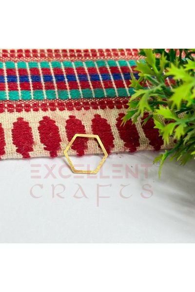 16x18mm Hexagon Shape Brass Bezel Charm - Gold
