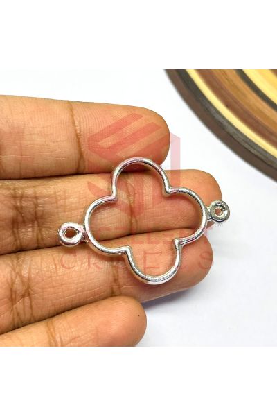 Flower Open Back Connector Bezels - Silver for Rakhi Bezel making