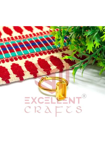 3x10mm Rectangle Cabochon Blank Head Brass Finger Ring Bezel-Gold