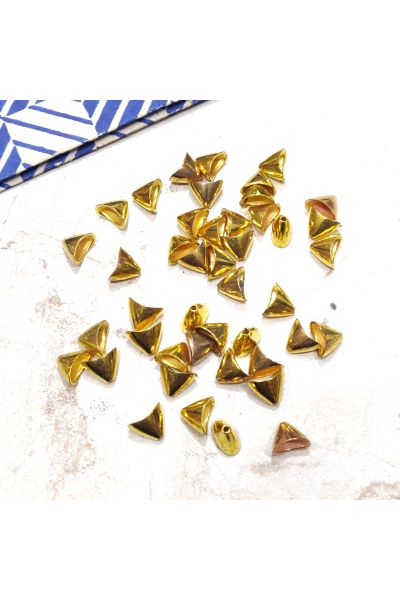 Bright Gold Plastic CCB Beads for Saree Tassels, Jewelry Making and Embroidery (Cone Shape -Pack of 100Pcs)