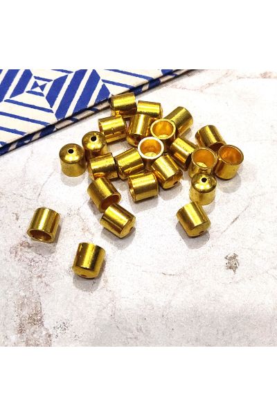 Bright Gold Plastic CCB Beads for Saree Tassels, Jewelry Making and Embroidery (Cylindrical Shape -Pack of 100Pcs)