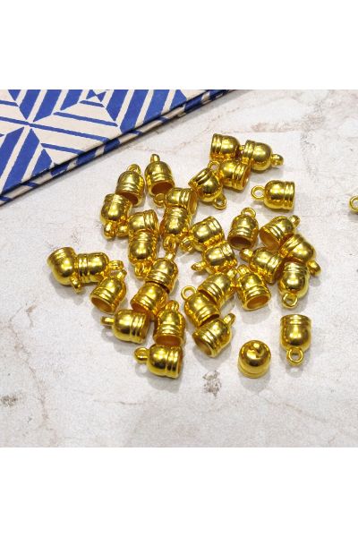 Bright Gold Plastic CCB Beads for Saree Tassels, Jewelry Making and Embroidery (Bell Shape -Pack of 100Pcs)