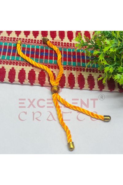 Silk Thread Adjustable Bracelet / Rakhi Chain-Yellow
