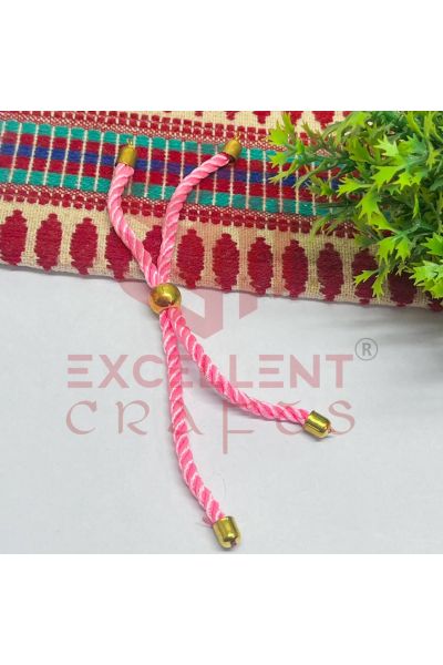 Silk Thread Adjustable Bracelet / Rakhi Chain-Baby Pink