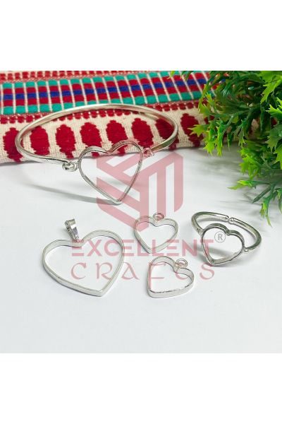 Valantine bezels Kada Earring Pendant Finger Ring Combo3 set-Silver