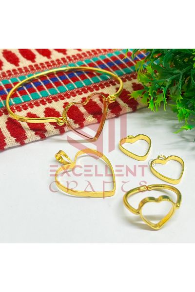 Valantine bezels Kada Earring Pendant Finger Ring Combo4 set-Gold