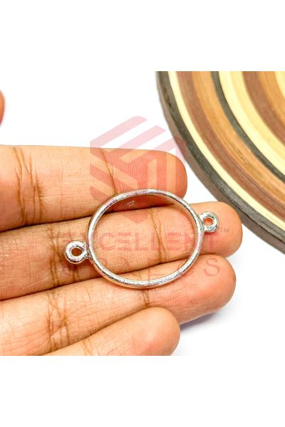 Oval Shape Open Back Connector Bezels - Silver