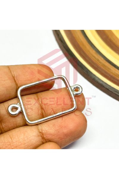 Rectangle Shape Open Back Connector Bezels - Silver