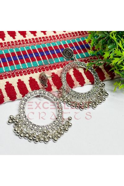 Silver Color Round Shape Dotted Design Stud Jhumka Earring set Bezels Stud Bezels for Resin Jewellery making