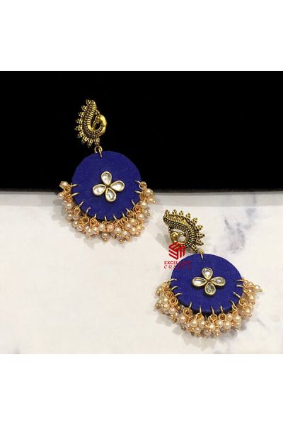 Royal Blue Color Round Shape Morini Earrings