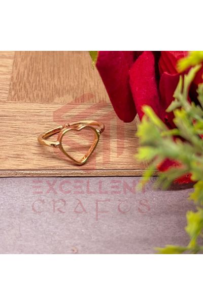 Excellentcrafts Adjustable Rose Gold Color Heart Shape Brass Open Back Head finger ring  For Jewellery Making /Resin Art - Pack of 1 PC