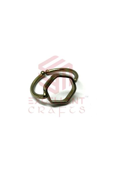 Adjustable Antique Color Hexagon Shape Brass Open Back Head finger ring  For Jewellery Making /Resin Art - Pack of 1 PC