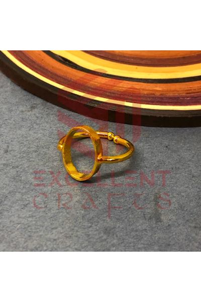 Excellentcrafts Adjustable Oval Gold Color Oval Shape Brass Open Back Head finger ring  For Jewellery Making /Resin Art - Pack of 1 PC