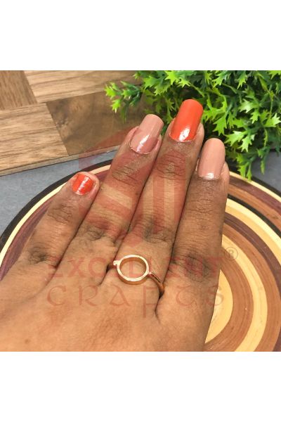 Round Open Back Brass Adjustable Finger Ring-Rose Gold