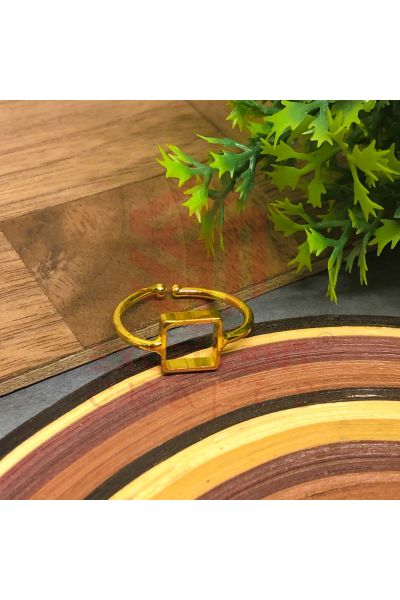  Adjustable Gold Color Square Brass Open Back Head finger ring  For Jewellery Making /Resin Art - Pack of 1 PC