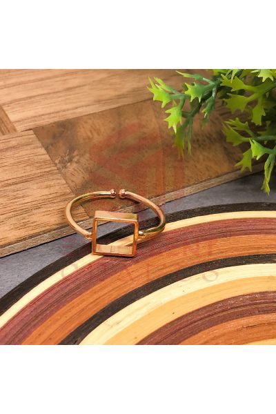 Adjustable Rose Gold Color Square Brass Open Back Head finger ring  For Jewellery Making /Resin Art - Pack of 1 PC
