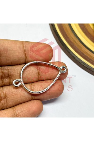 Tear Drop Shape Open Back Connector Bezels - Silver for making Rakhi