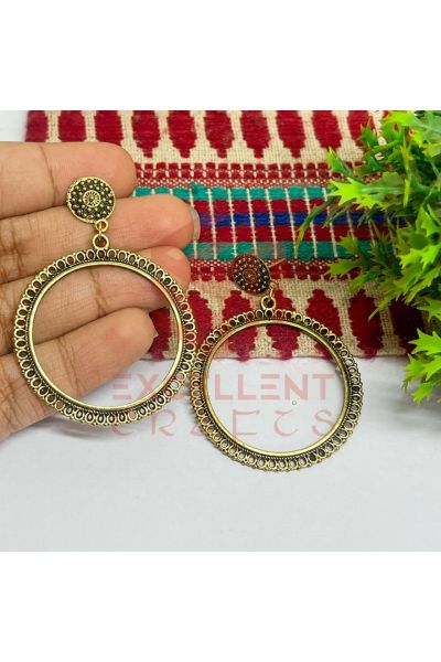 Round Shape Jhumka Earring Bezels for DIY Resin Art Jewellery – Gold (1 Pair)