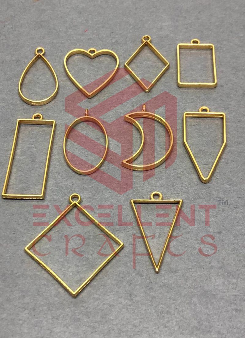 Assorted Geometric  Open Back Bezels - Gold
