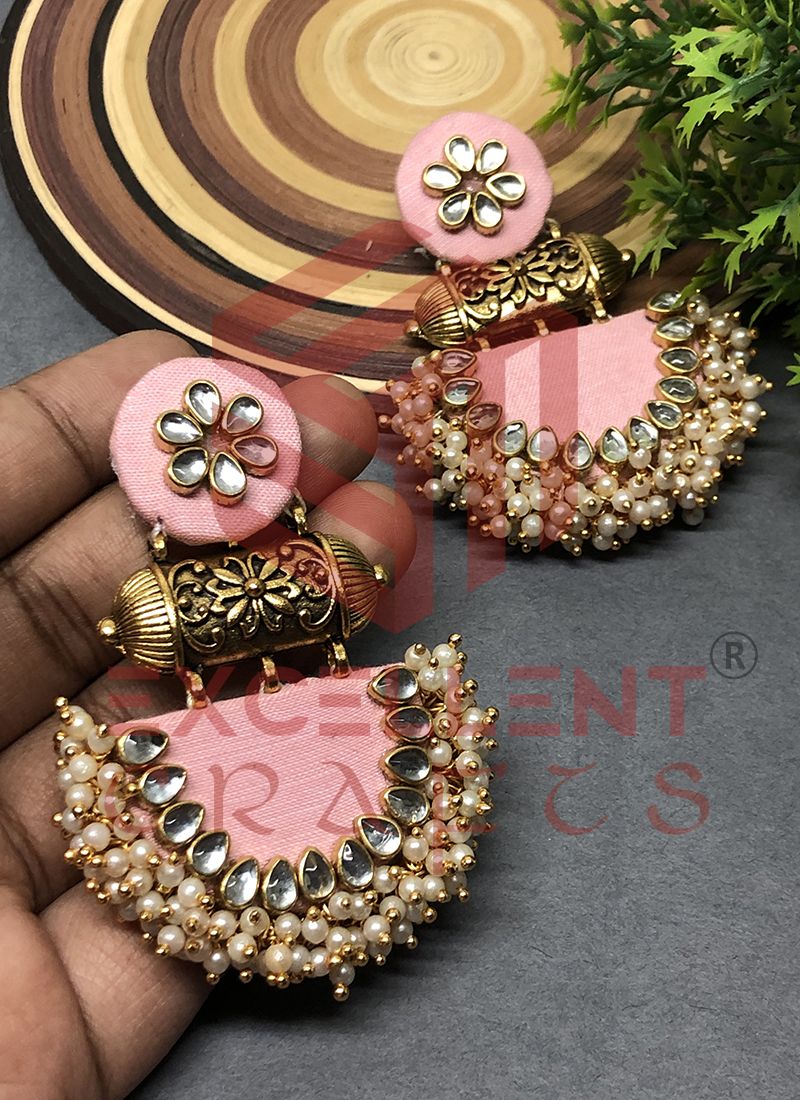 Sajna Earrings-Baby Pink
