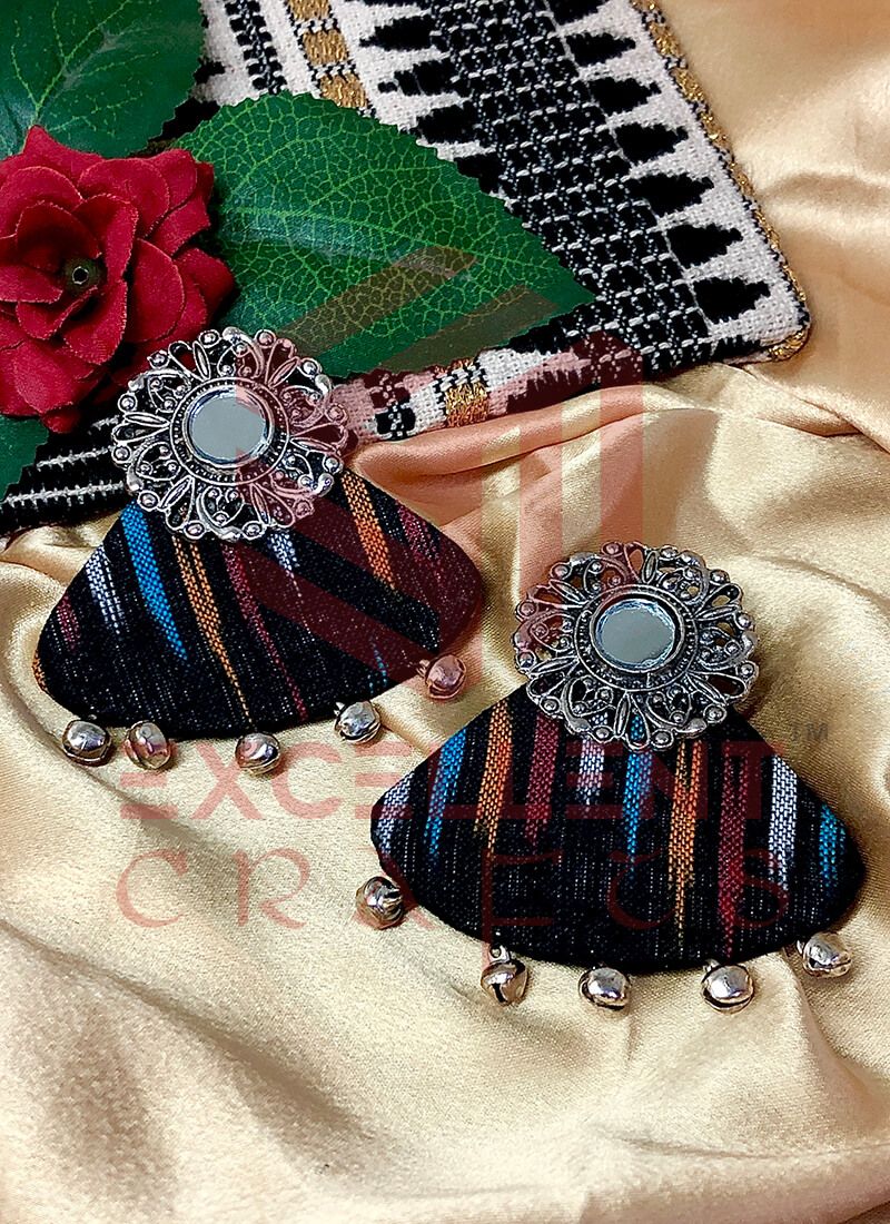 Multicolor Ikat Sheesh Ghungroo Studs