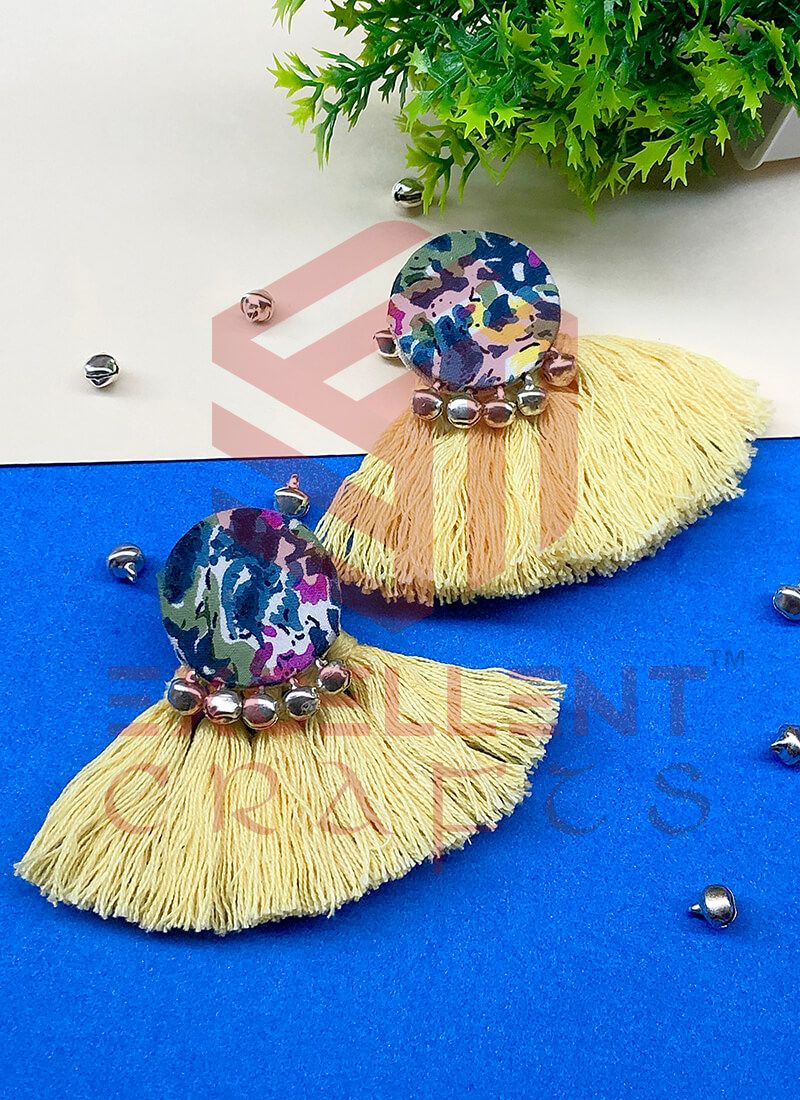Multicolor Floral Tassel Bell Earrings