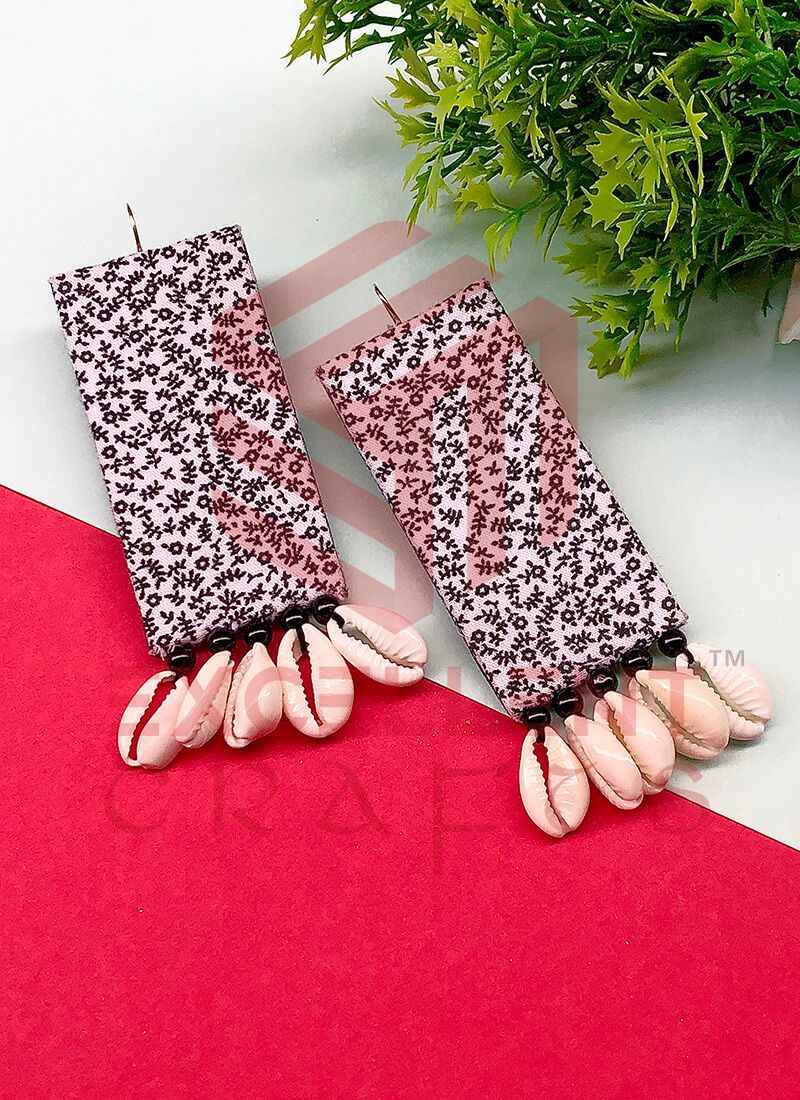 Black and White Floral Shell Danglers