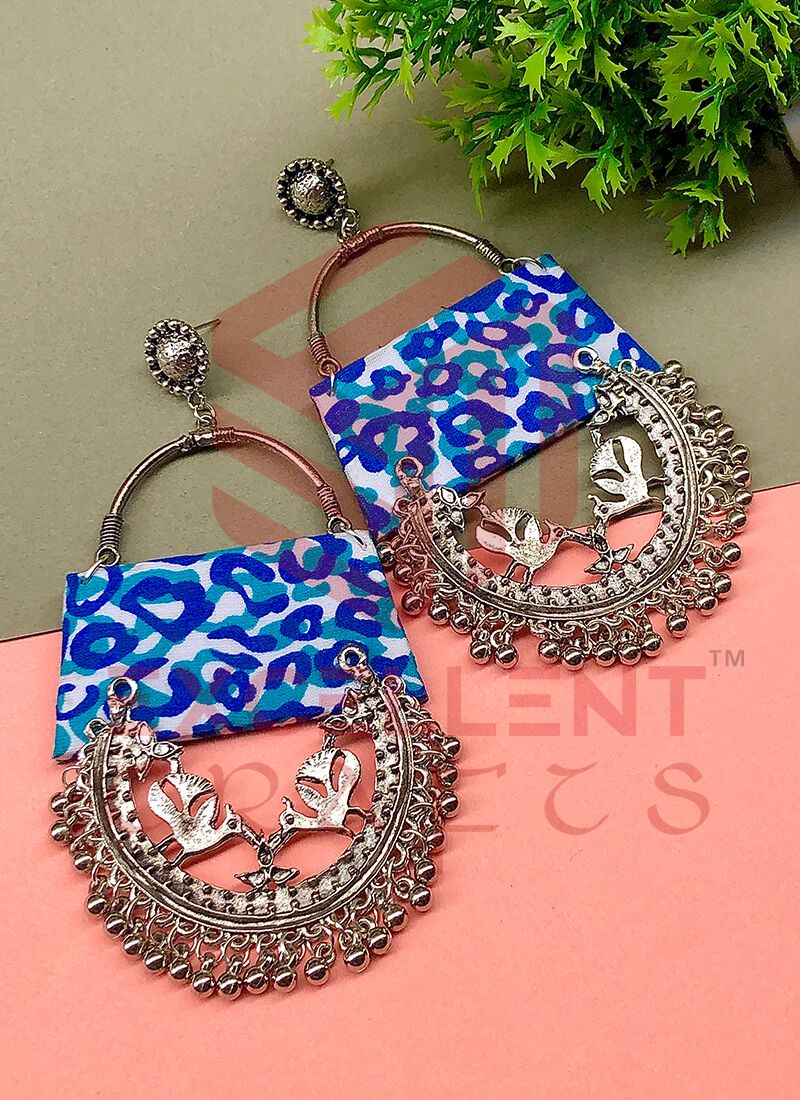Blue Animal Print Handbag Earrings